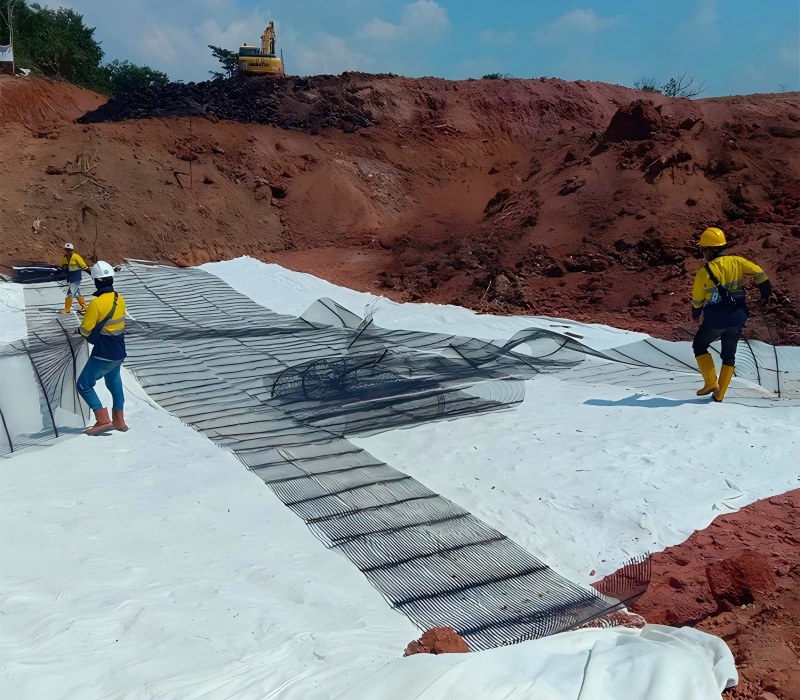 Composite Geogrid Secures Heavy Tracks on Soft Ground